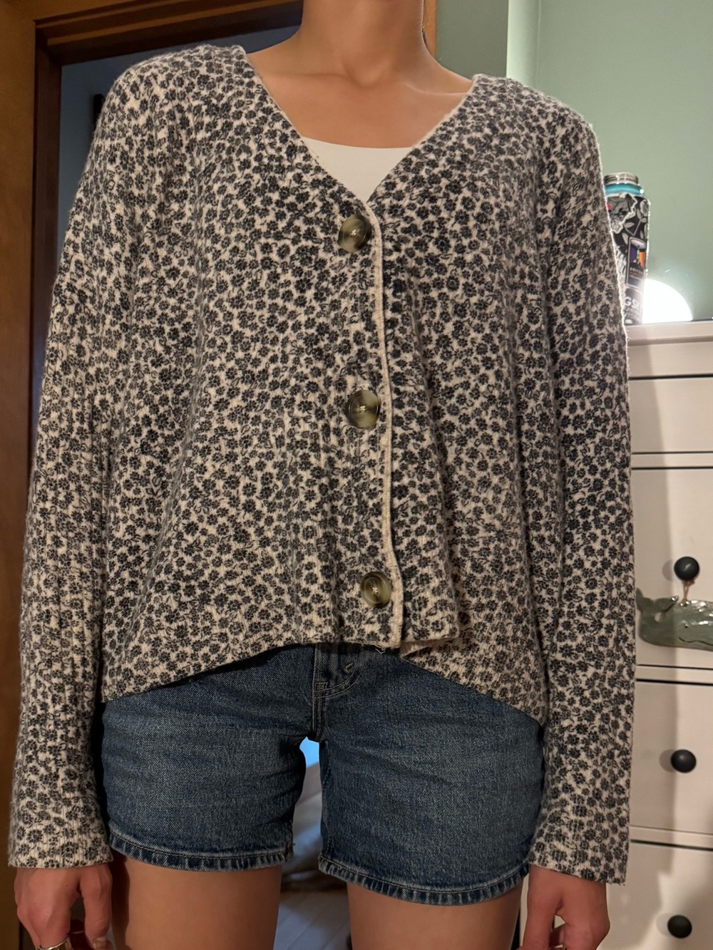 Madewell Heathered Cream Ribbed Sweater